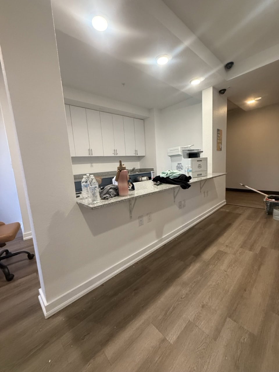 Modern kitchen with new countertops and cabinetry